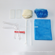 disposable Gynecological kits vaginal speculum latex glove cervical scraper nonwoven napkin paper plastic bag